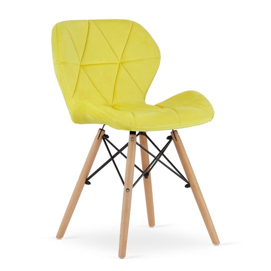 Krzesło LAGO - aksamit żółty / nogi naturalne Leobert