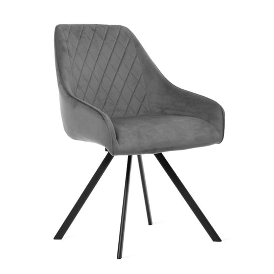 Krzesło LAURENT welurowe obrotowe szare 61x57x84 cm HOMLA Homla
