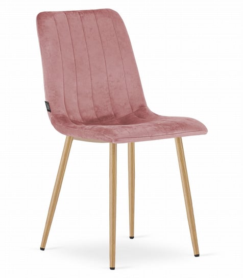 Krzesło LAVA - aksamit różowy / nogi kolor drewna Leobert
