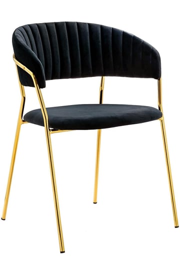 Krzesło Margo Czarne - Welur, Podstawa Złota King Home
