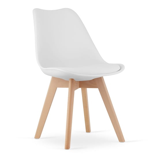 Krzesło MARK - białe / naturalne nogi Leobert