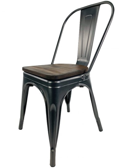 Krzesło metalowe loft CORSICA GRAPHITE WOOD Lugano