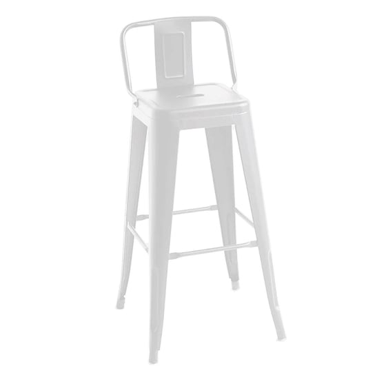 Krzesło metalowe z oparciem stołek barowy biały 43x30,5x97 BEGRYF