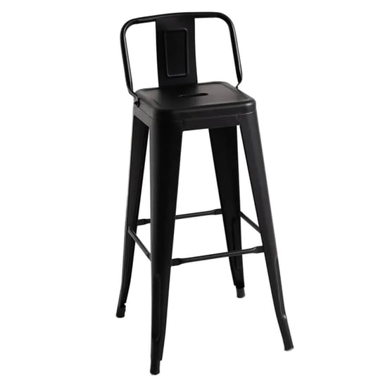 Krzesło metalowe z oparciem stołek barowy czarny 43x30,5x97 BEGRYF