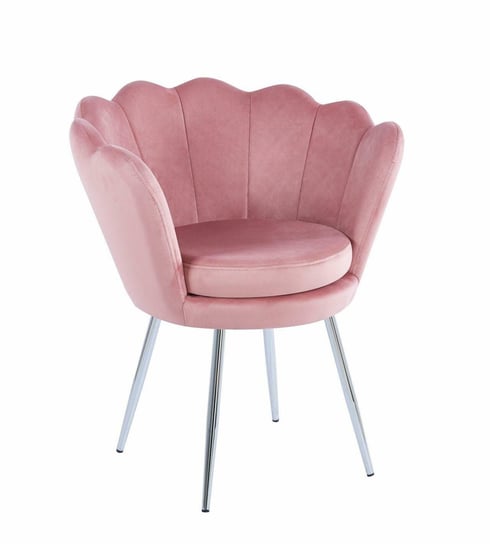 Krzesło muszelka Fiona VIC różowy jasny/nogi srebrne Intesi