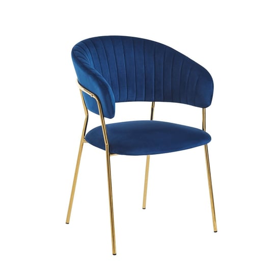 Krzesło na złotych nogach tapicerowane niebieskie K4-ZA Inna marka