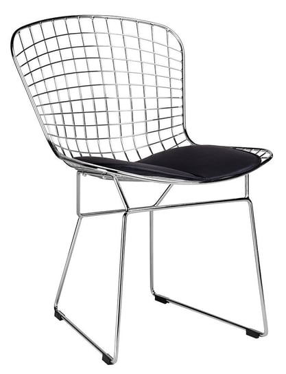 Krzesło NET SOFT chrom - czarna poduszka, metal King Home