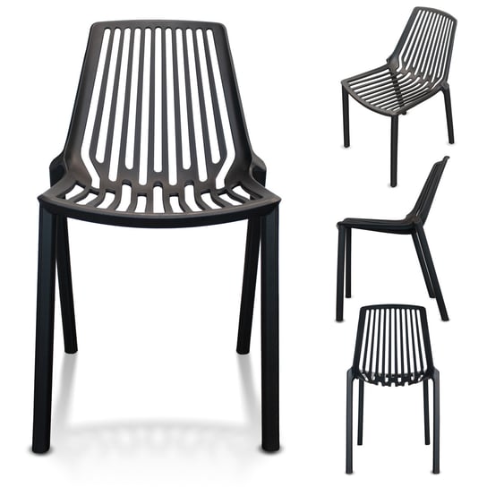 Krzesło nowoczesne plastikowe do jadalni i salonu TARCENTO czarne Nuforma