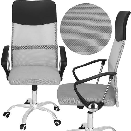 Krzesło obrotowe biurowe ergonomiczny fotel na kółkach do komputera szaro-czarny Springos