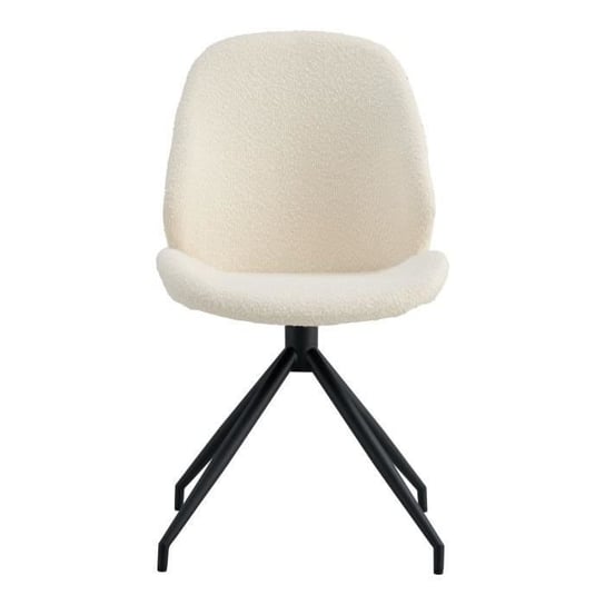 Krzesło obrotowe do jadalni - House Nordic - Monte Carlo - Biała tkanina Boucle - Czarne metalowe nogi Inna marka