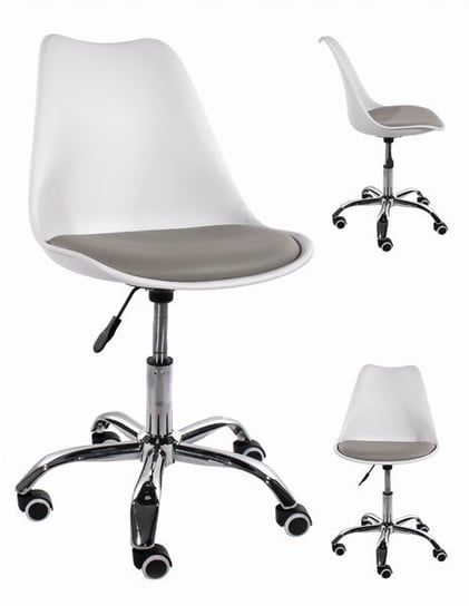 Krzesło obrotowe MUFART FEMA, biało-szare, 91,5x48x43 cm MUFART