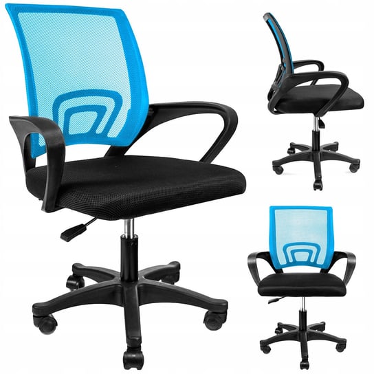 KRZESŁO OBROTOWE SMART jasnoniebieskie fotel na kółkach do biurka JUMI