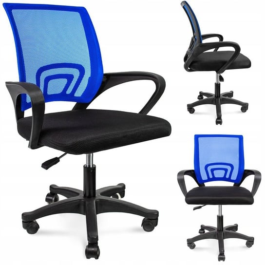 KRZESŁO OBROTOWE SMART niebieskie fotel na kółkach do biurka JUMI