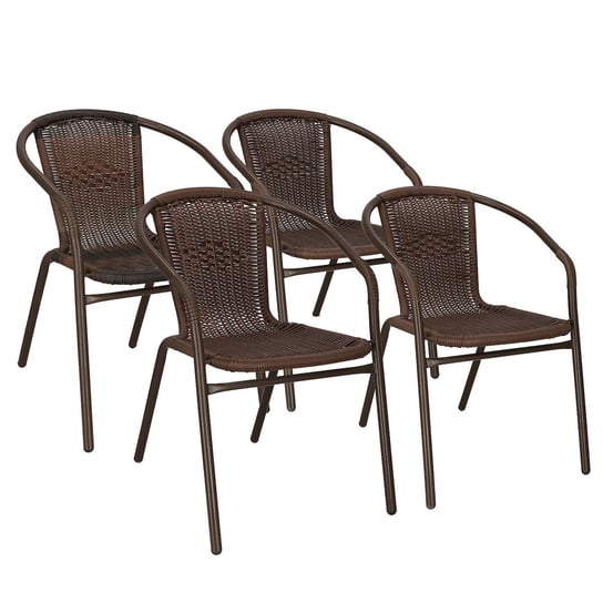 Krzesło ogrodowe 4 szt. metalowe na balkon brązowe wys. 73 cm Springos