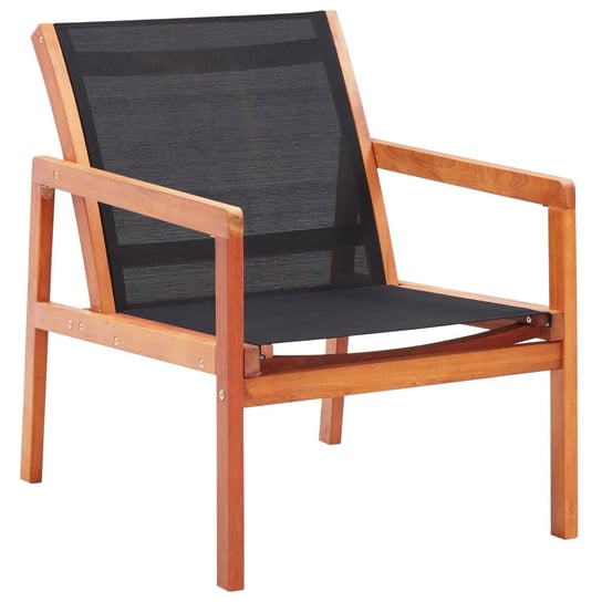 Krzesło ogrodowe, czarne, lite drewno eukaliptusowe i textilene vidaXL