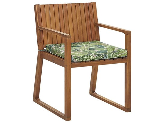 Krzesło ogrodowe drewniane z poduszką zieloną SASSARI Beliani