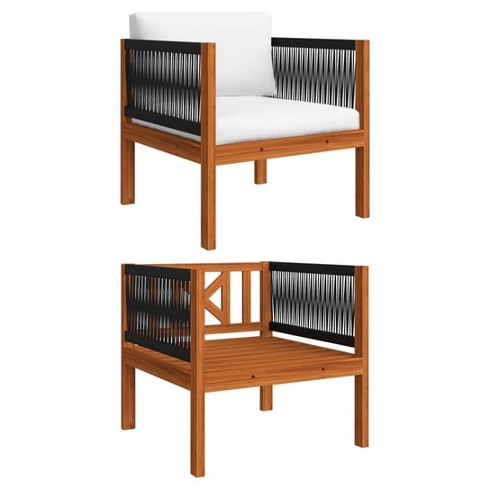 Krzesło ogrodowe drewniane z poduszkami - czarne,  / AAALOE Inna marka