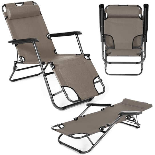 Krzesło Ogrodowe Fotel Plażowy Leżak Składany - Beżowy Domarex