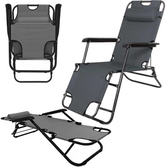 Krzesło Ogrodowe Fotel Plażowy Leżak Składany - Grafit Domarex