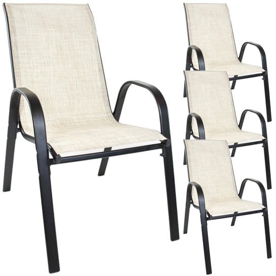 krzesło ogrodowe metalowe beżowe 4 sztuki Zolta