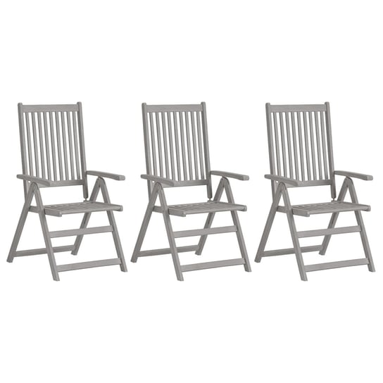 Krzesło ogrodowe VIDAXL, szare, 56x70x110 cm, 3 szt. vidaXL