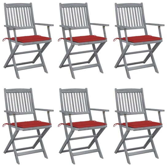 Krzesło ogrodowe VIDAXL,szaro-czerwony, 54x57x91 cm, 6 szt. vidaXL