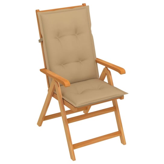 Krzesło ogrodowe z beżowymi poduszkami, lite drewno tekowe vidaXL