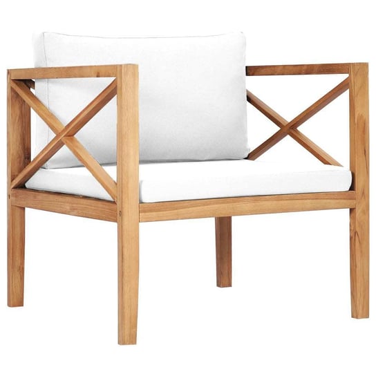 Krzesło ogrodowe z kremowymi poduszkami, lite drewno tekowe vidaXL