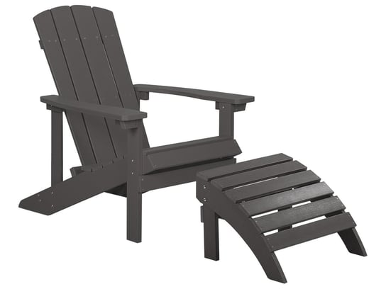Krzesło ogrodowe z podnóżkiem ciemnoszare ADIRONDACK Beliani