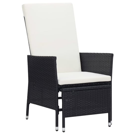 Krzesło ogrodowe z podnóżkiem - czarny rattan PE,  / AAALOE Inna marka