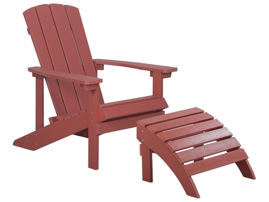 Krzesło ogrodowe z podnóżkiem czerwone ADIRONDACK Beliani