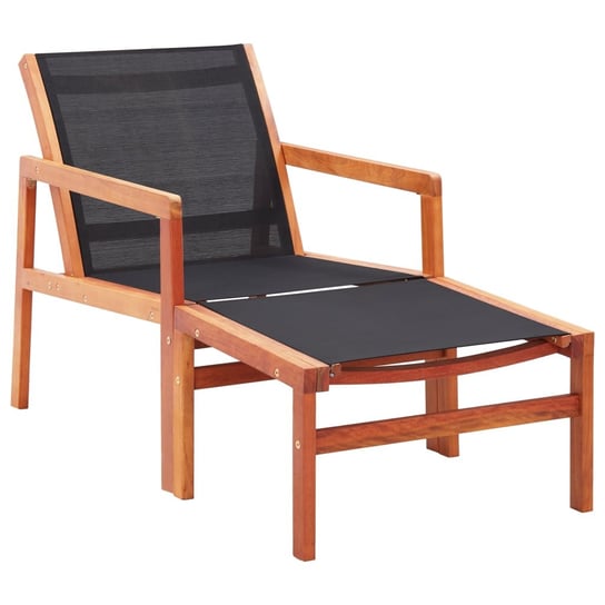 Krzesło ogrodowe z podnóżkiem, eukaliptus i textilene vidaXL