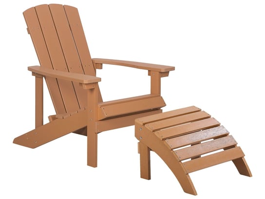 Krzesło ogrodowe z podnóżkiem jasne drewno ADIRONDACK Beliani