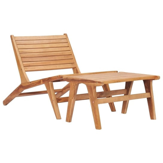 Krzesło ogrodowe z podnóżkiem, lite drewno tekowe vidaXL