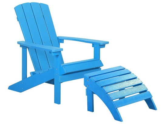 Krzesło ogrodowe z podnóżkiem niebieskie ADIRONDACK Beliani