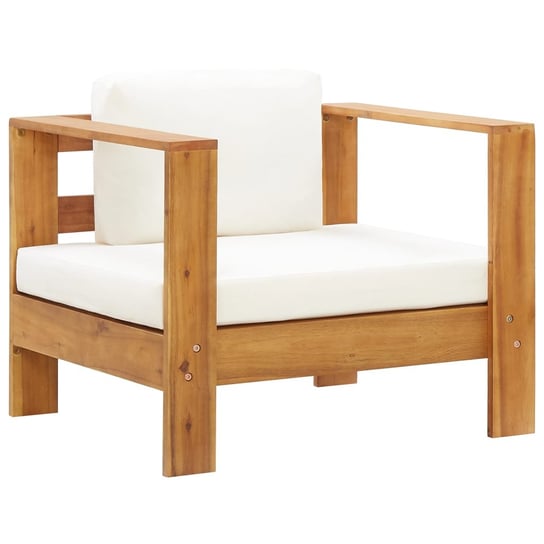 Krzesło ogrodowe z poduszką, kremowe, lite drewno akacjowe vidaXL