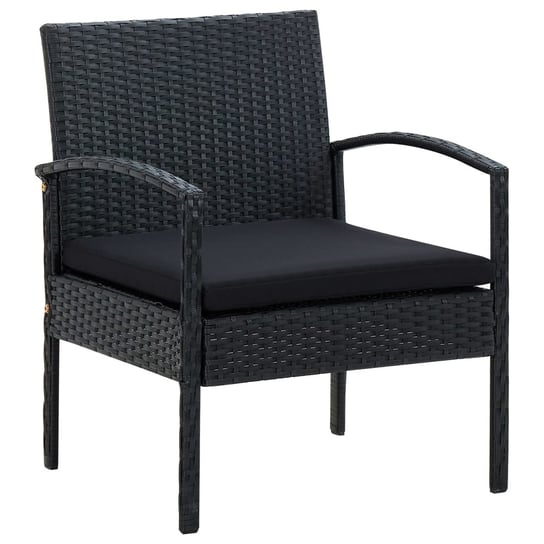 Krzesło ogrodowe z poduszką, polirattan, czarne vidaXL