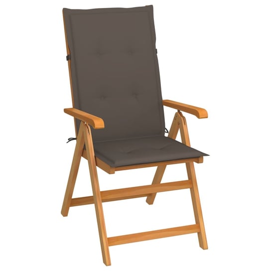 Krzesło ogrodowe z poduszkami w kolorze taupe, drewno tekowe vidaXL