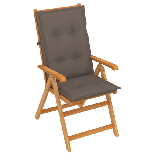 Krzesło ogrodowe z poduszkami w kolorze taupe, drewno tekowe vidaXL