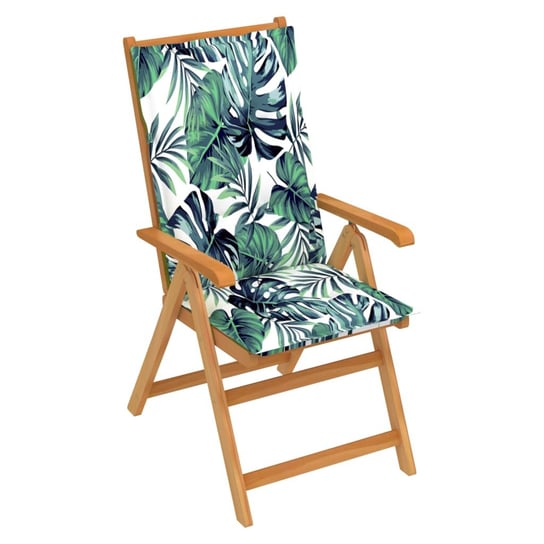 Krzesło ogrodowe z poduszkami w liście, lite drewno tekowe vidaXL