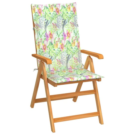 Krzesło ogrodowe z poduszkami w liście, lite drewno tekowe vidaXL