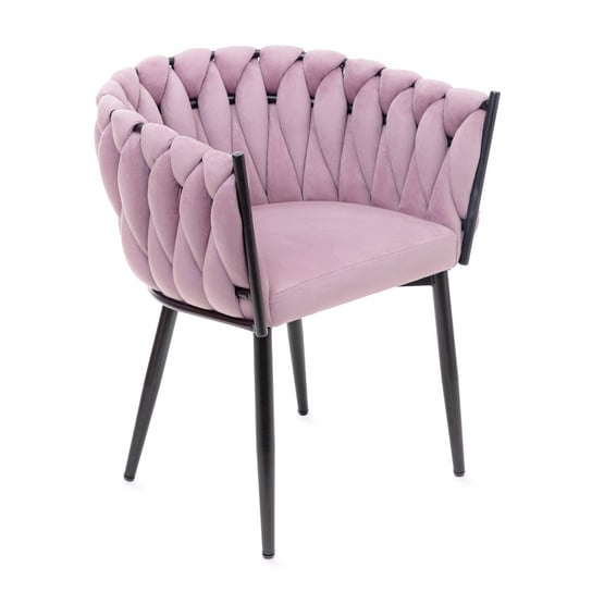 Krzesło PRINSSI różowe 60x60x79 cm welurowe do salonu Homla