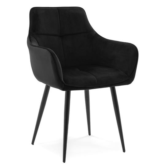 Krzesło QUATTRO tapicerowane pikowane czarny welur Home-Design24
