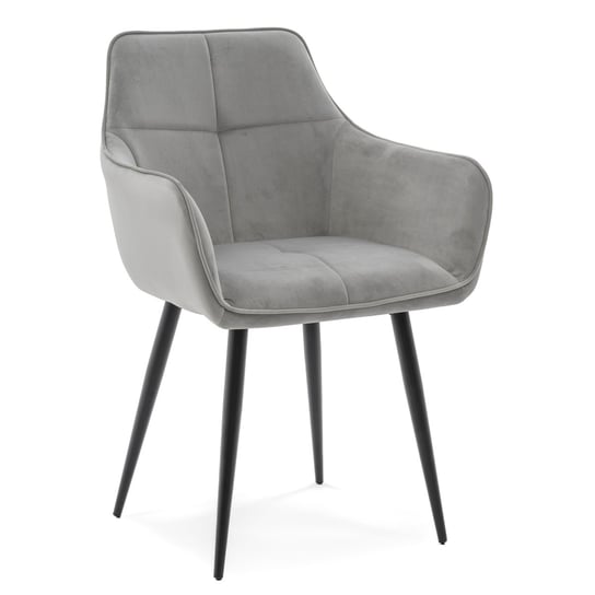 Krzesło QUATTRO tapicerowane pikowane jasnoszary welur Home-Design24