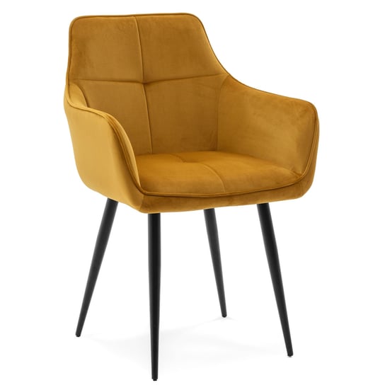 Krzesło QUATTRO tapicerowane pikowane musztardowe curry welur Home-Design24