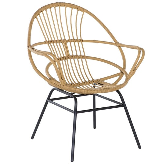 Krzesło rattanowe BELIANI Bresso, brązowo-czarne, 94x75x69 cm Beliani