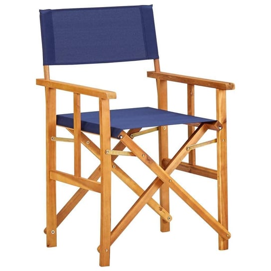 Krzesło reżyserskie, lite drewno akacjowe, niebieskie vidaXL