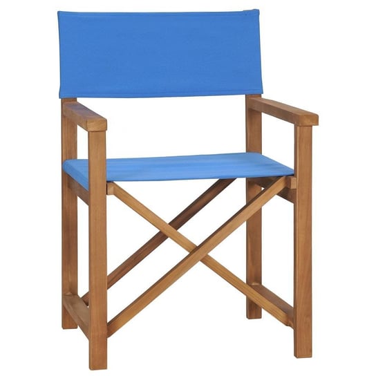 Krzesło reżyserskie, lite drewno tekowe, niebieskie vidaXL