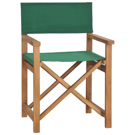 Krzesło reżyserskie, lite drewno tekowe, zielone vidaXL