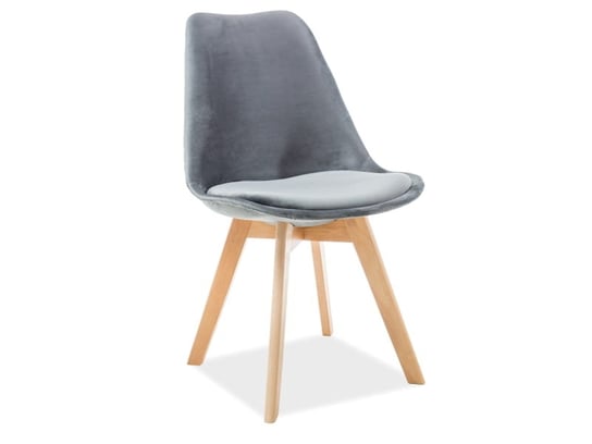 Krzesło Skandynawskie Dior Velvet Szare/Buk Signal